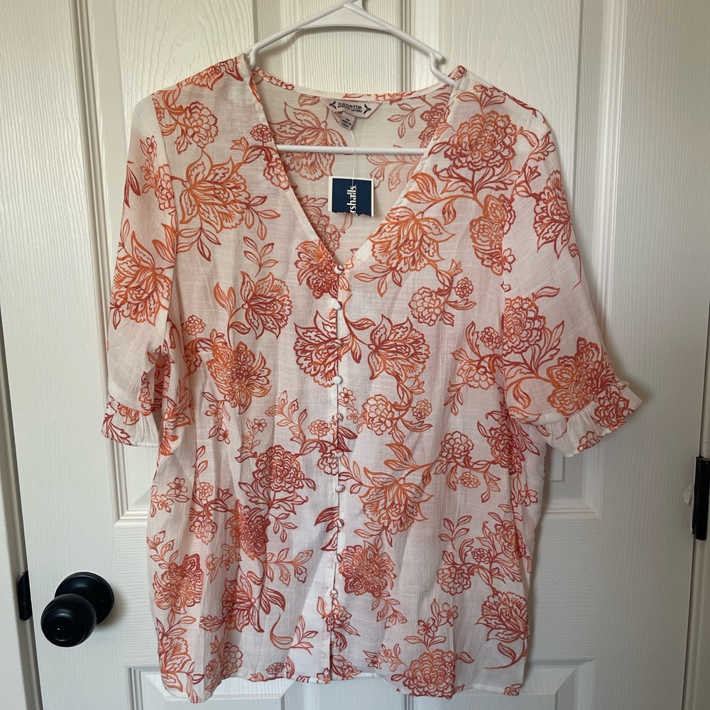 Nanette Lepore Pink Boxy Blouse with Mandarin Collar